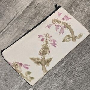 Floral Canvas Pouch with Hammered Flowers and Leaves